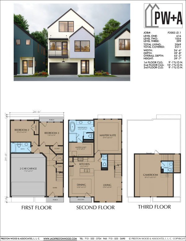 2 1/2 Story Townhome Plan F2003 J2.1