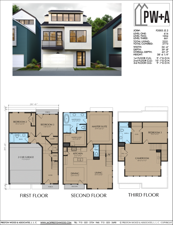 Three Story Townhome Plan F2003 J2.2