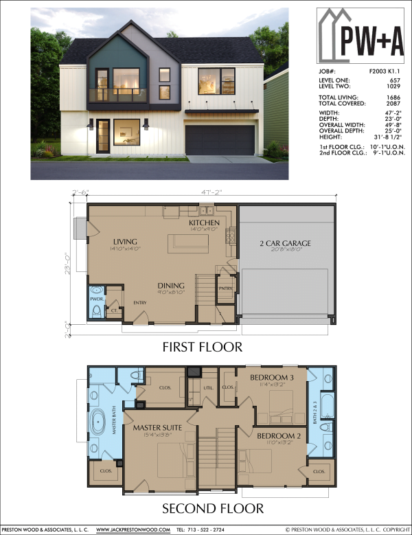 Two Story Townhome Plan F2003 K1.1