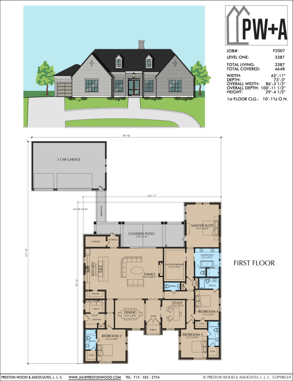 One Story Home Plan F2007 A1.1