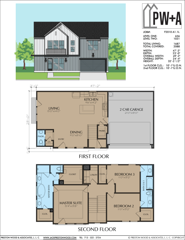 Two Story Townhome Plan F2010 A1.1