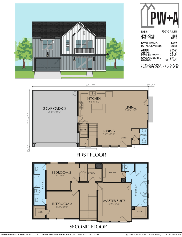 Two Story Townhome Plan F2010 A1.1