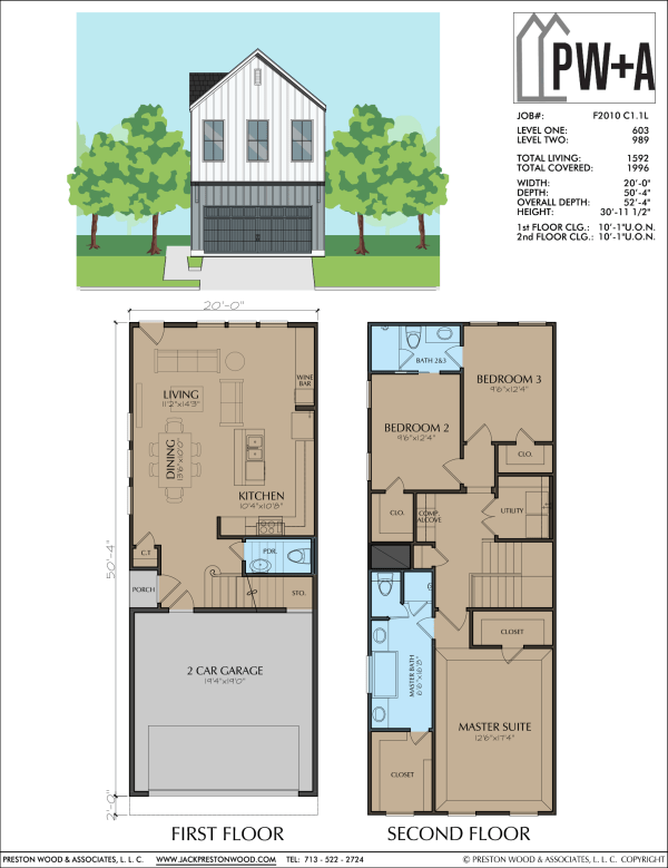 Two Story Townhome Plan F2010 C1.1