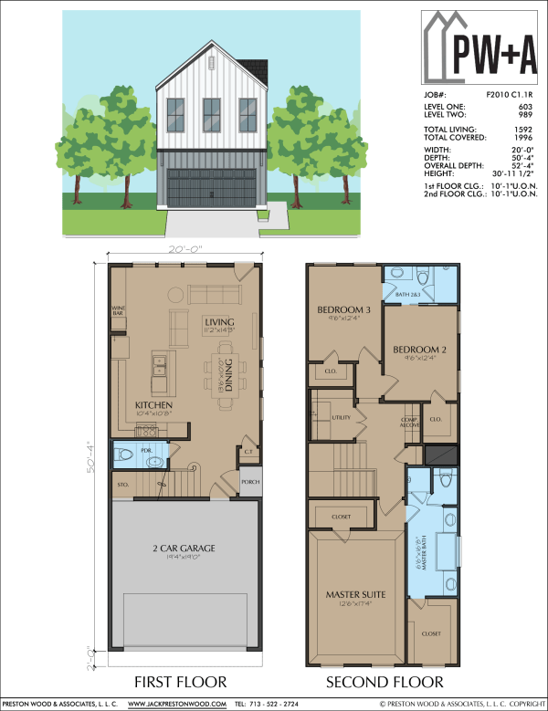 Two Story Townhome Plan F2010 C1.1