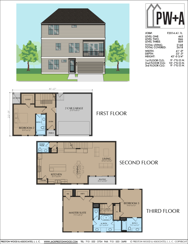 Three Story Townhome Plan F2014 A1.1