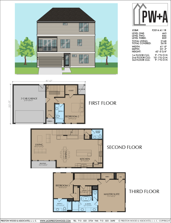 Three Story Townhome Plan F2014 A1.1