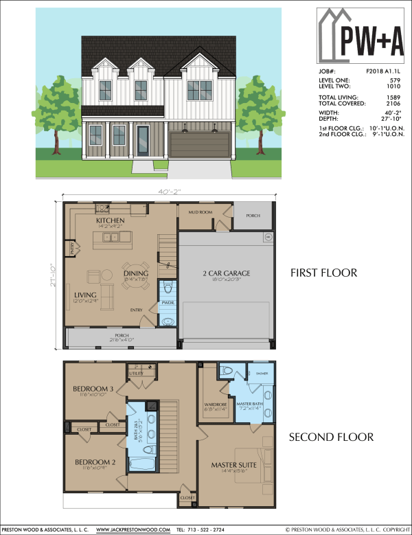 Two Story Townhome Plan F2018 A1.1