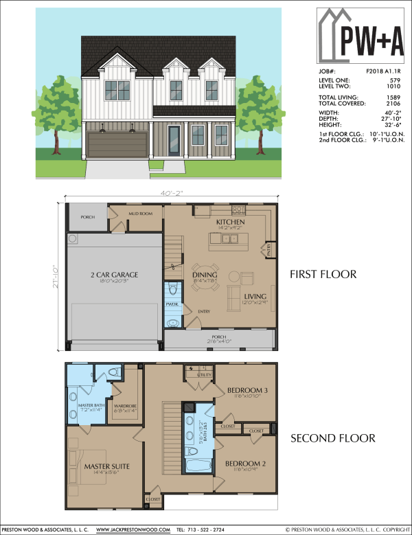 Two Story Townhome Plan F2018 A1.1