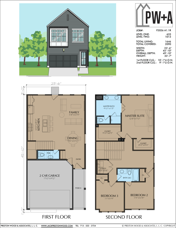 Two Story Townhome Plan F2026 A1