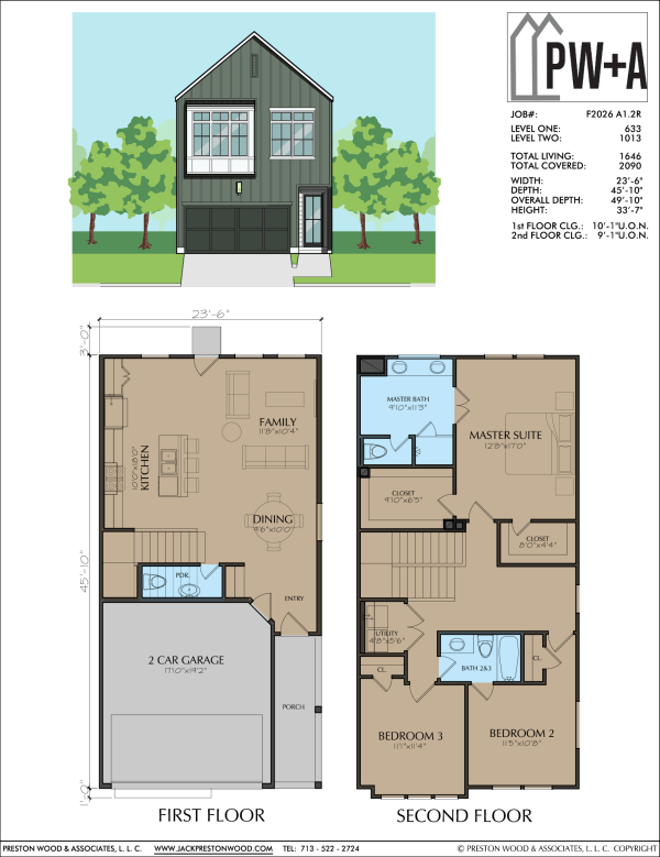 Two Story Townhome Plan F2026 A1