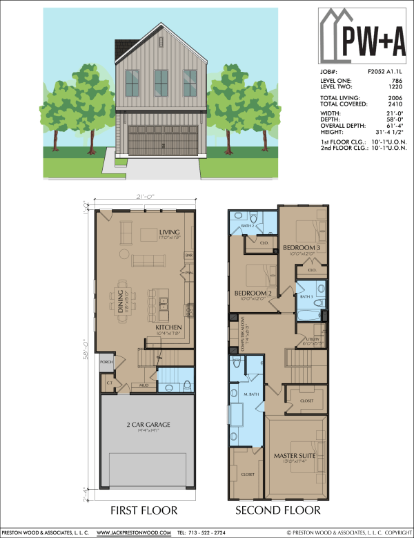 Two Story Townhome Plan F2052 A1