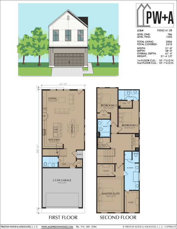 Two Story Townhome Plan F2052 A1