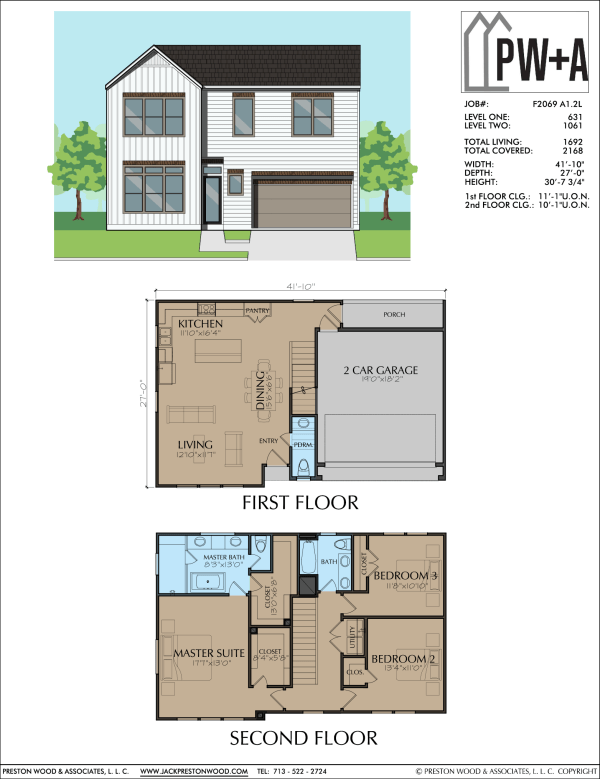 Two Story Townhome Plan F2069 A1.2
