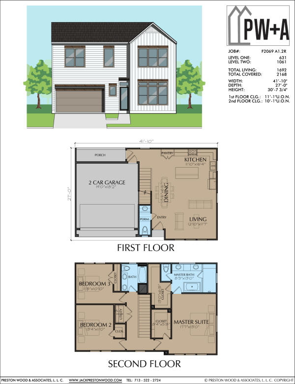 Two Story Townhome Plan F2069 A1.2