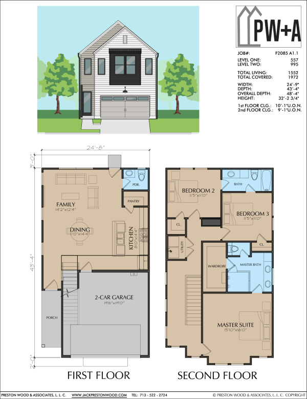Two Story Townhome Plan F2085 A1