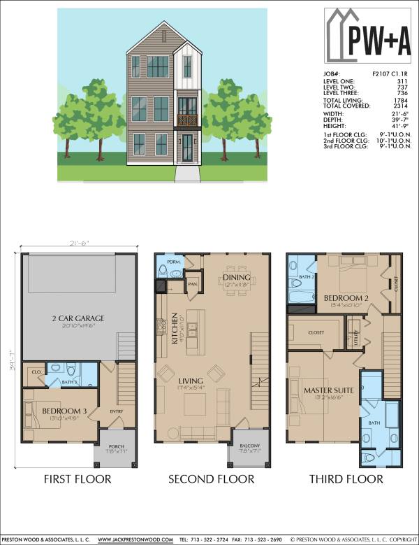 Three Story Townhome Plan F2107 C1