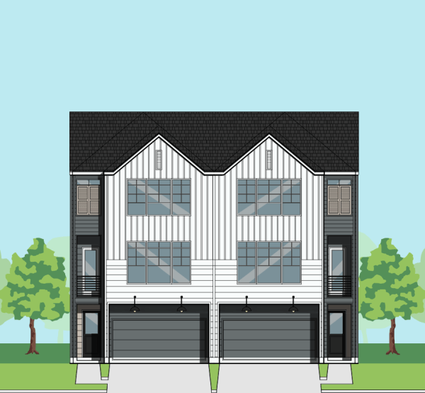 Three Story Duplex Townhome Plan F2124 A1.1
