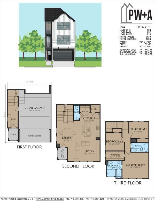 Three Story Townhome Plan F2124 A1.1