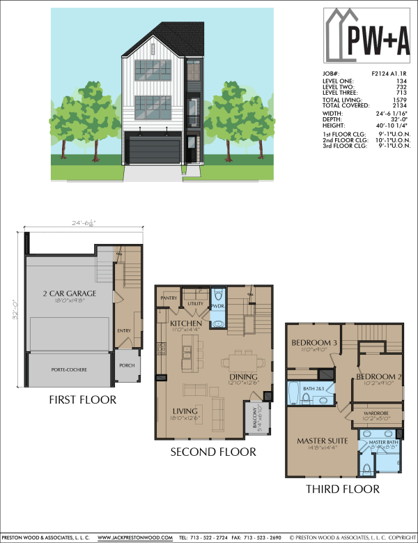Three Story Townhome Plan F2124 A1.1