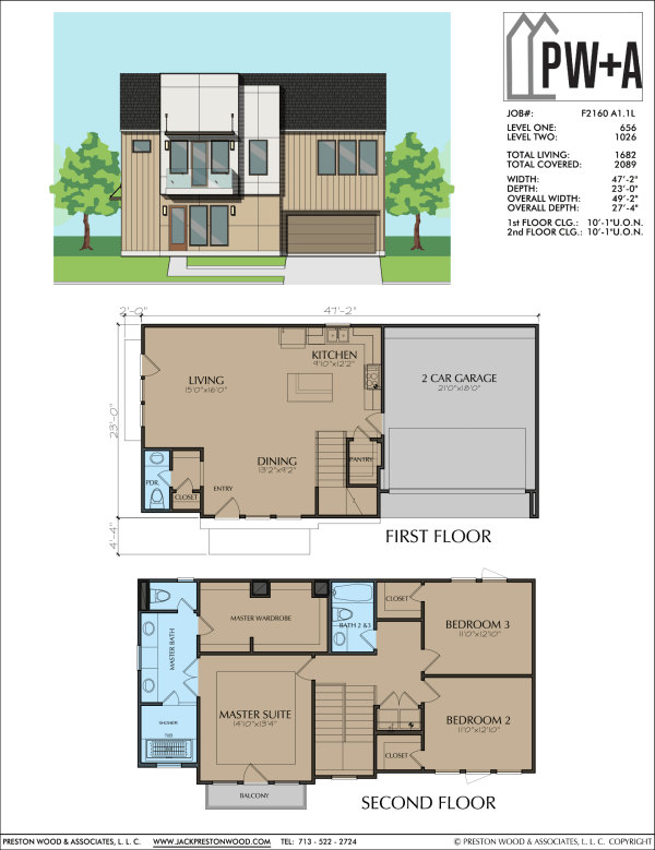 Two Story Townhome Plan F2160 A1.1