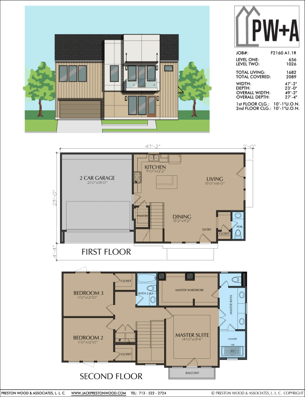 Two Story Townhome Plan F2160 A1.1