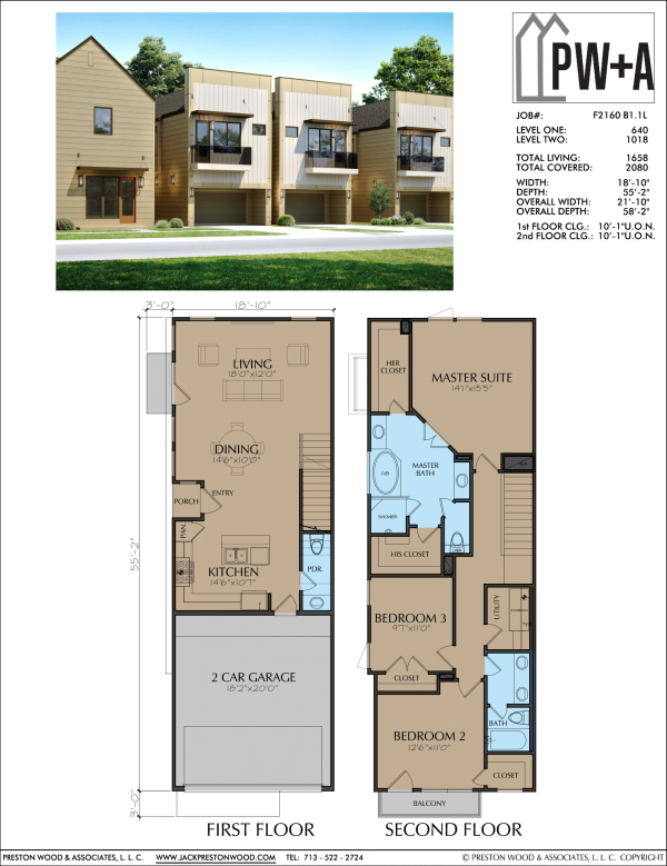Two Story Townhome Plan F2160 B1.1