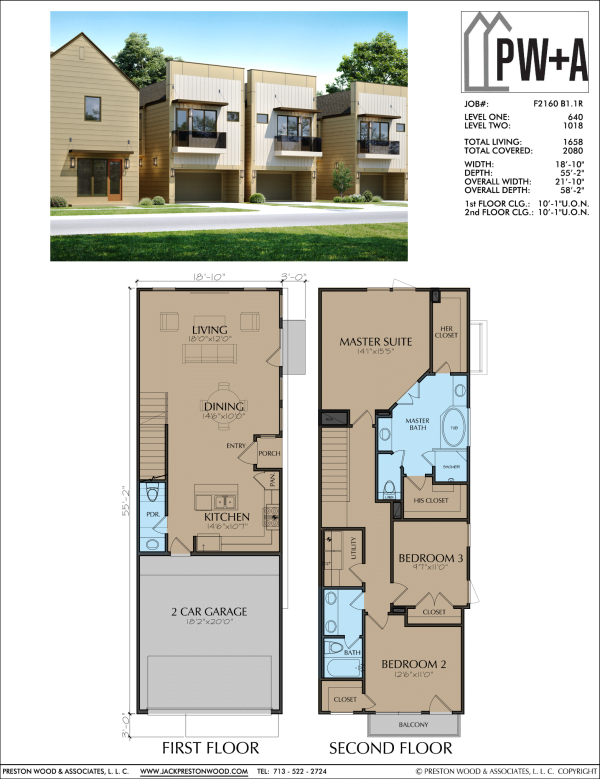 Two Story Townhome Plan F2160 B1.1