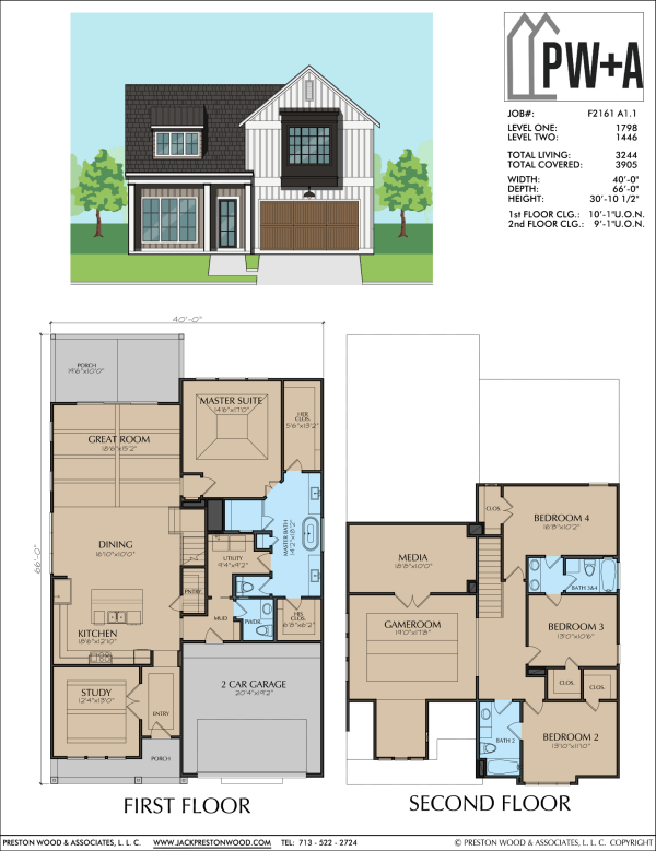 Two Story Urban Home Plan F2161 A1.1