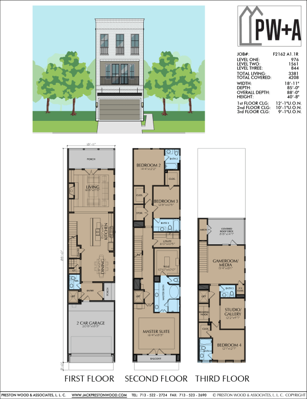 Three Story Townhome Plan F2162 A1.1