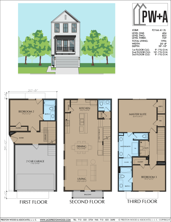 Three Story Townhome Plan F2166 A1.2
