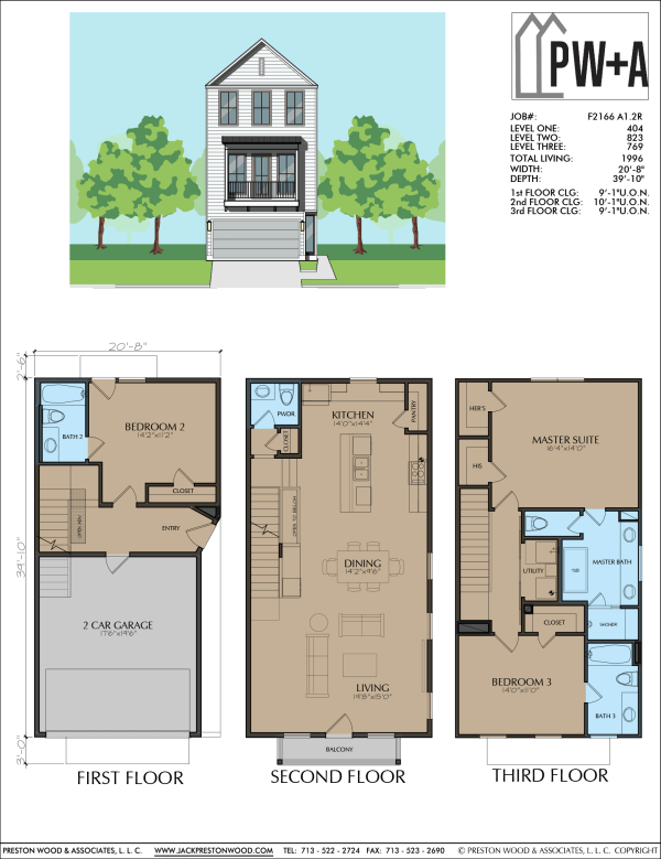 Three Story Townhome Plan F2166 A1.2