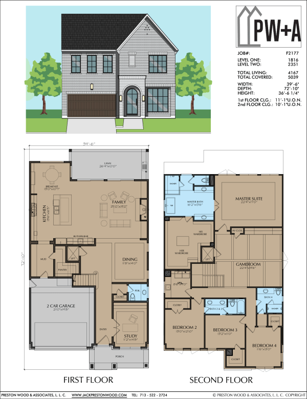 Two Story Urban Home Plan F2177