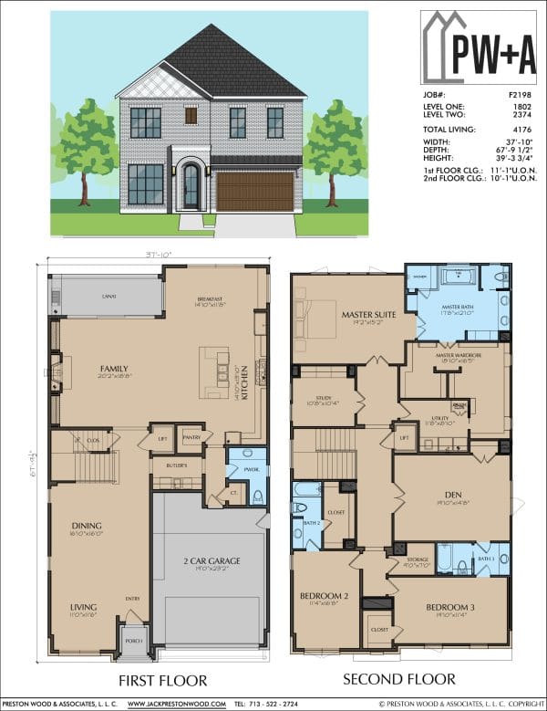 Two Story Urban Home Plan F2198