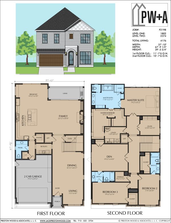 Two Story Urban Home Plan F2198