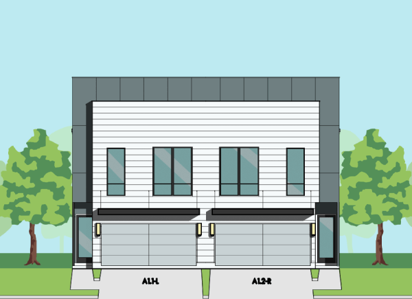 Three Story Duplex Townhome Plan F2202 A