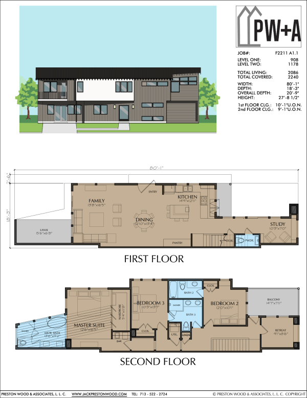 Two Story Townhome Plan F2211 A1.1