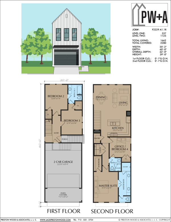 Two Story Townhome Plan F2229