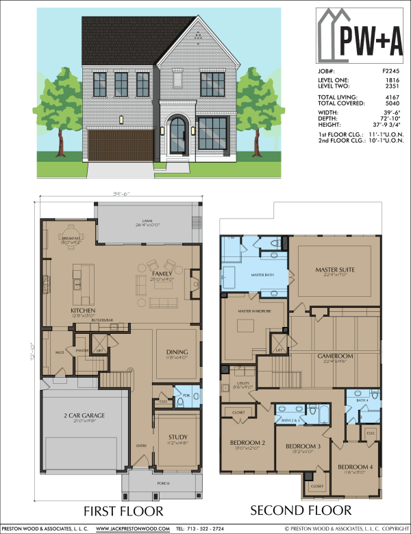 Two Story Urban Home Plan F2245