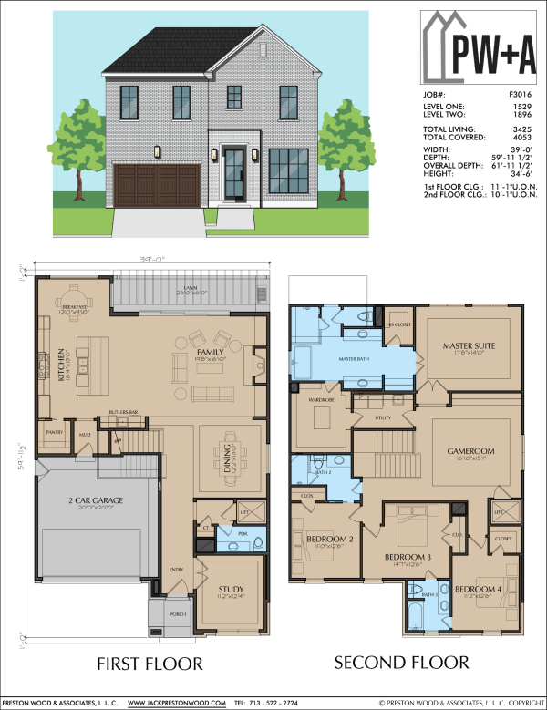 Two Story Urban Home Plan F3016