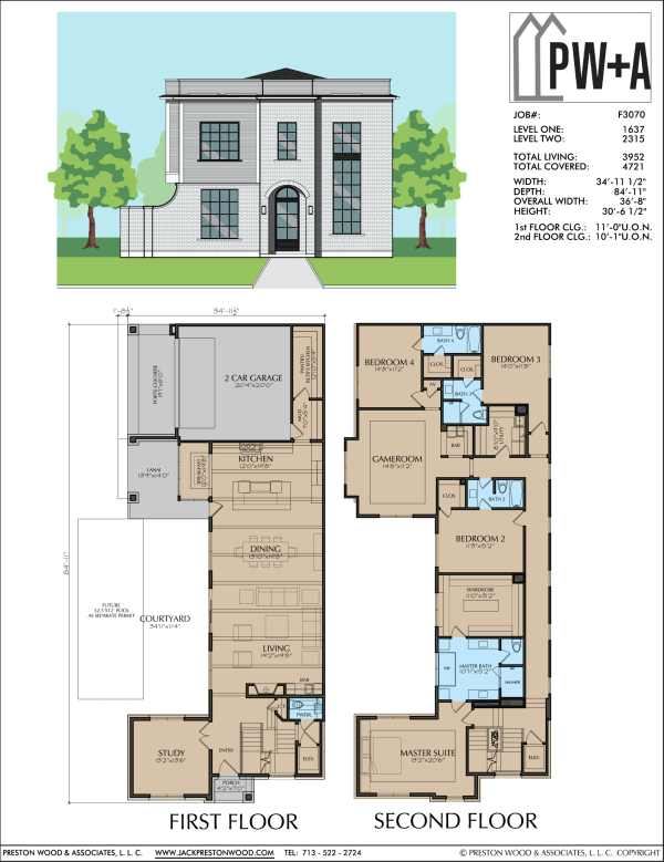 Two Story Urban Home Plan F3070