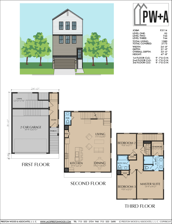 Three Story Townhome Plan F3114