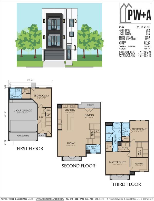 Three Story Townhome Plan F3118 A1.1