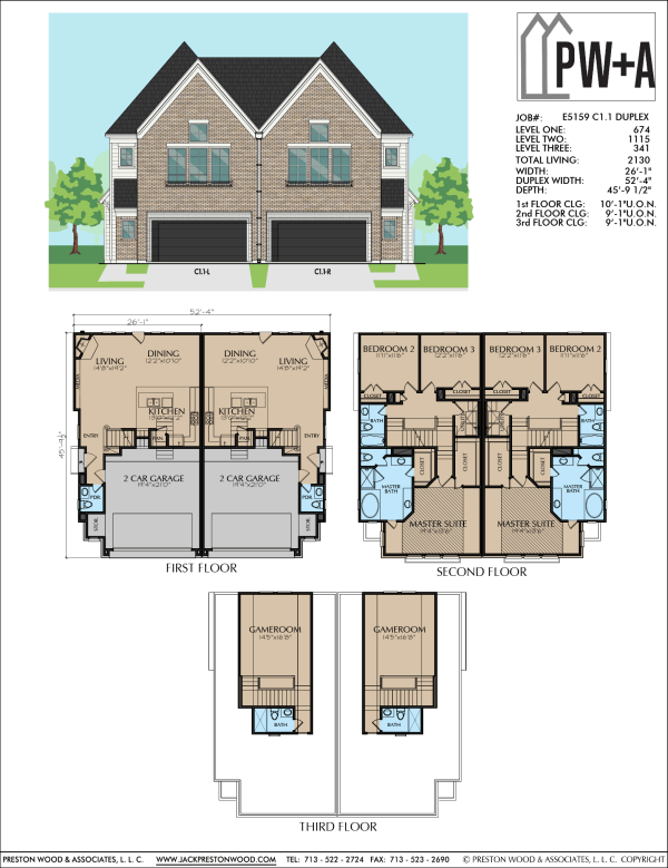 2 1/2 Story Home Plan E5159 C1.1 Duplex