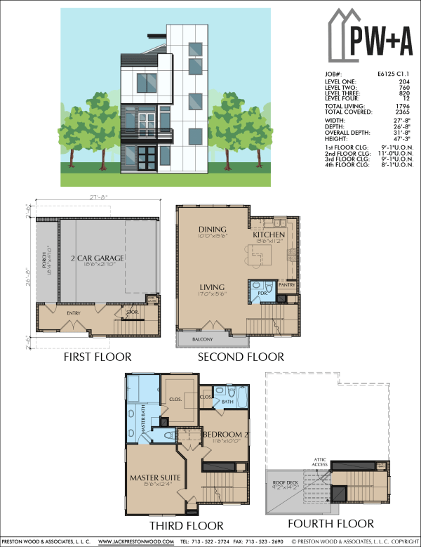 3 1/2 Story Small Home Plan E6125 C1.1