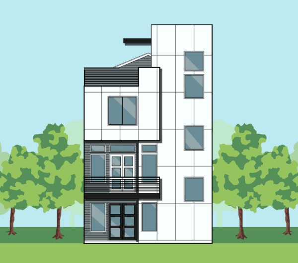 3 1/2 Story Small Home Plan E6125 C1.1