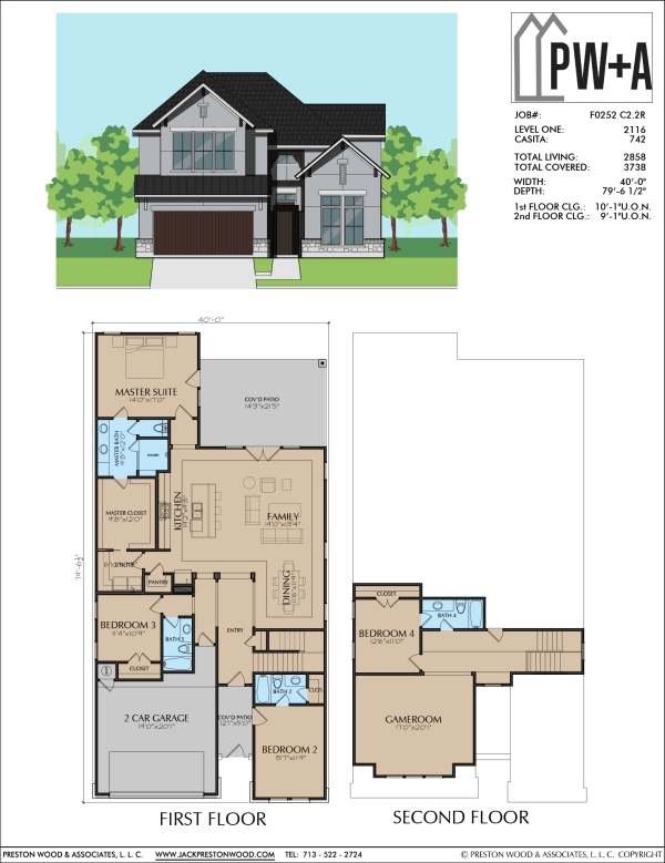 1 1/2 Story Home Plan F0252 C2.2