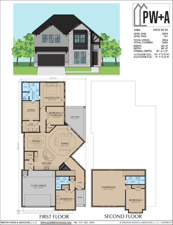 1 1/2 Story Home Plan F0252 D2.2