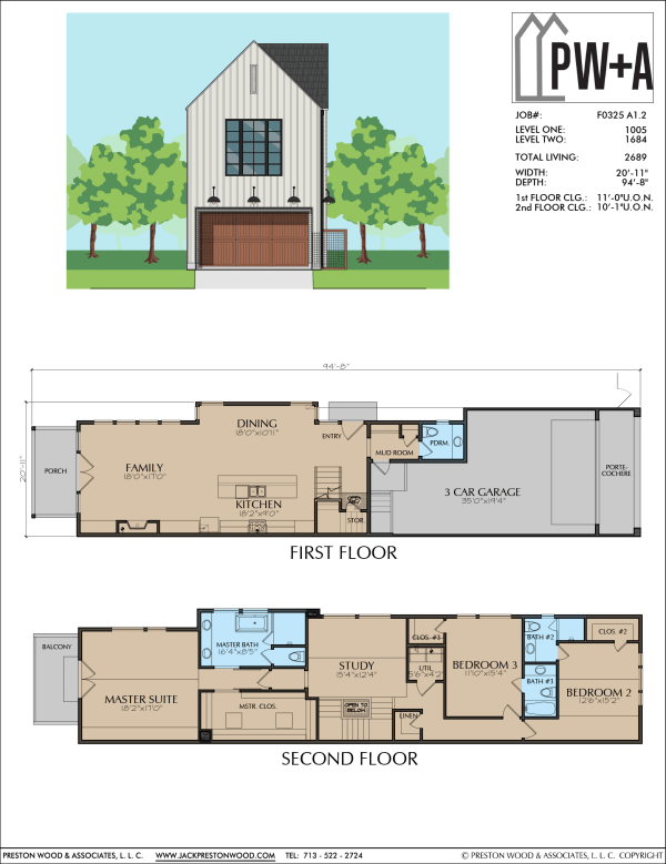 Two Story Townhome Home Plan F0325 A1.2