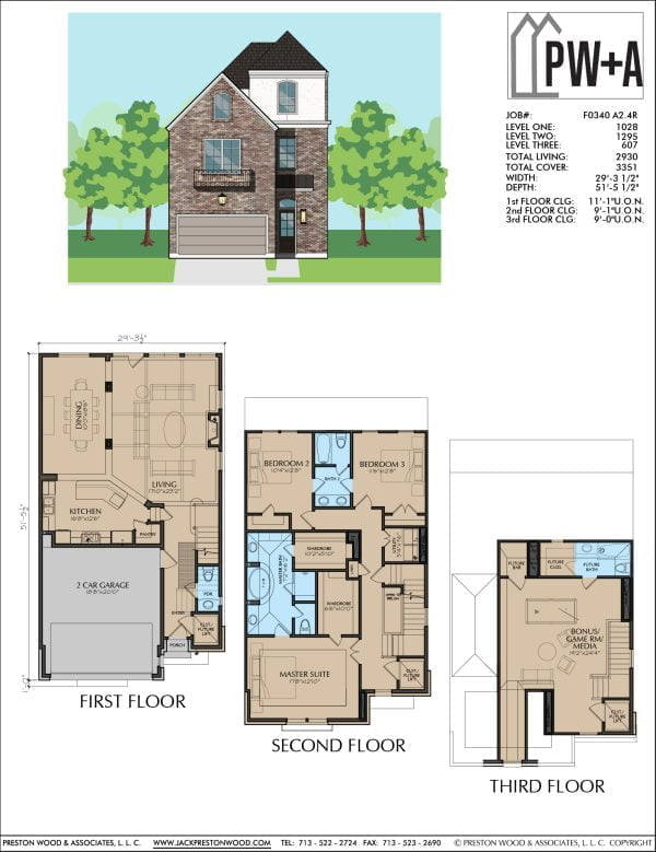 2 1/2 Story Urban Home Plan F0340 A2.4R