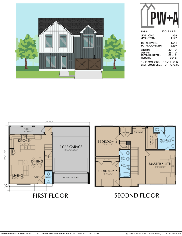 Two Story Townhome Home Plan F2042 A1.1